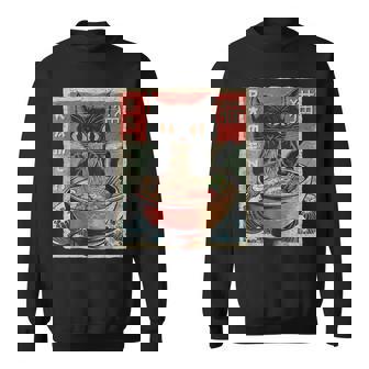 Cat Ramen Japanese Graphic Kawaii Cat Anime Sweatshirt - Monsterry