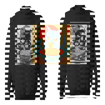 Cat Ramen Graphic Tee Japanese Kawaii Anime Cat Ramen Sweatshirt - Monsterry