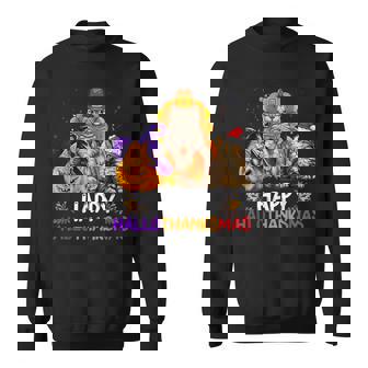 Cats Halloween And Merry Christmas Happy Hallothanksmas Sweatshirt - Monsterry