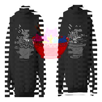 Cats In Ramen Anime Food LGBTQ Bisexual Flag Gay Pride Bi Sweatshirt - Monsterry