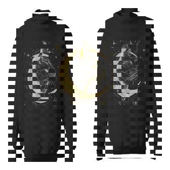 Chat Croissant De Lune Gothique Sorcière Noir Amoureux Des Chats Sweater e - Cadeauxyz