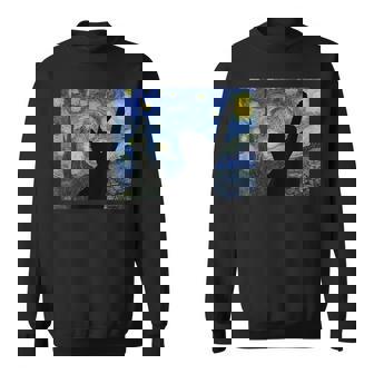 Chat Curieux Nuit Étoiléean Gogh Starry Night Peinture Sweater e - Cadeauxyz