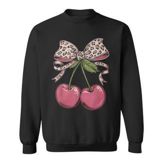 Cherry Cherries Leopard Bow Sweatshirt - Thegiftio UK