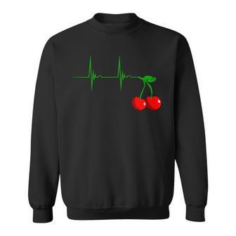 Cherry Heartbeat Cherries Fruits Ecg Pulse Sweatshirt - Geschenkecke