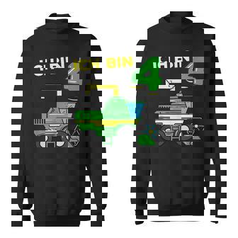 Children's Birthday Ich Bin 4 Jahre Landwirt Combine Harvester Sweatshirt - Seseable