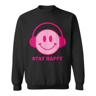 Chillibes 70S Pink Smile Face Music Headphones Happy Face Sweatshirt - Geschenkecke