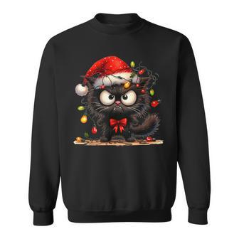 Christmas Grumpy Angry Cat Naughty Fairy Lights Sweatshirt - Geschenkecke