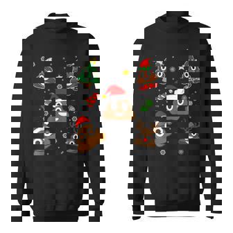 Christmas Poop Face Emoticon Santa Hat Xmas Sweatshirt - Monsterry