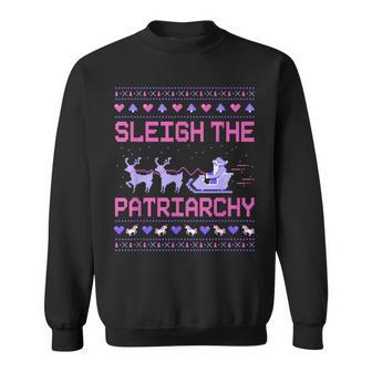 Christmas Sleigh The Patriarchy Feminist Feminism Deer Xmas Sweatshirt - Geschenkecke