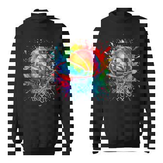 Colorful Basketball Tie Dye Color Splash Hoop Net Slam Dunk Sweatshirt - Monsterry
