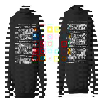 Colorful Crocheted Granny Square Pattern Sweatshirt - Monsterry