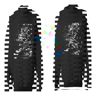 Colorful Ice Hockey Fan Player Tie Dye Color Splash Sports Sweatshirt - Seseable