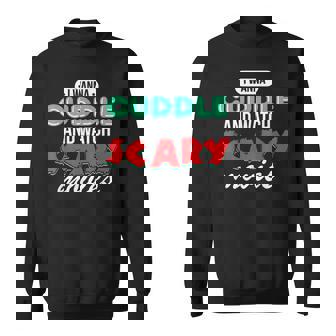 Con Texto I Wanna Cuddle And Watch Scary Movies Love Horror Camisa de entrenamiento - Regaloses