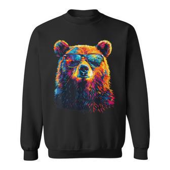 Cool Bear Portrait With Sunglasses Watercolour Bear Sweatshirt - Geschenkecke