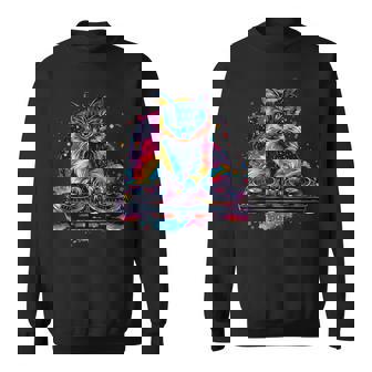 Cool Dj Cat Techno Rave House Party Disco Sweater e - Cadeauxyz