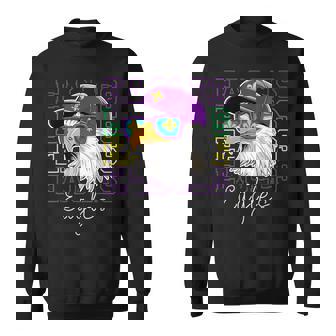 Cool Face Eagles With Mardi Gras Sunglass Cheer Eagles Fly Sweatshirt | Mazezy