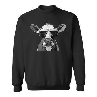 Cool Holstein Head With Sunglasses Farmer Cow Motif Sweatshirt - Geschenkecke