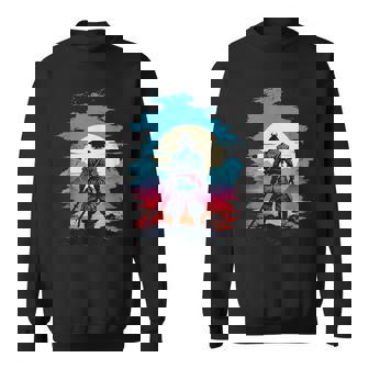 Cool Vintage Mystic Japanese Samurai Anime Silhouette Sweatshirt - Monsterry
