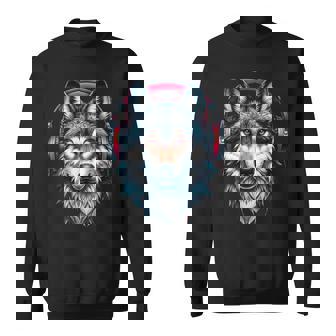 Cool Wolf Avec Casque Écoute De La Musique Pour Les Fans D'animaux Et Les Musiciens Sweater e - Cadeauxyz