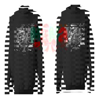 Coquette Bow Christmas Mama Candy Cane Santa Hot Cocoa Mom Premium Sweatshirt - Monsterry