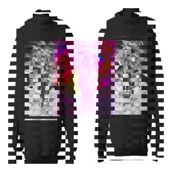 Cosmic Cat Riding Alpaca Unicorn Sweatshirt - Monsterry