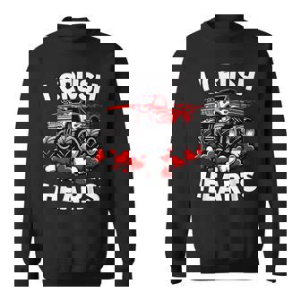 I Crush Hearts Valentines Day Monster Truck Boys Toddler Sweatshirt - Seseable