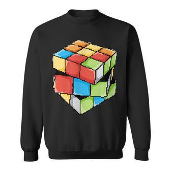 Cube Rétro Pixel Rubik Multicolore Cadeau Sweater e - Cadeauxyz