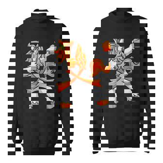 Cultural Diversity Awareness Dabbing Unicorn Orange Ribbon Sweatshirt - Monsterry