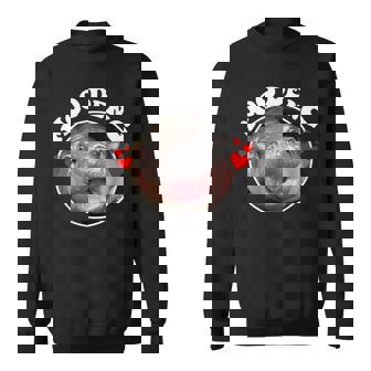 Cute Baby Hippo Moo Deng Bouncy Pig In Thai Hippopotamus Sweatshirt - Monsterry