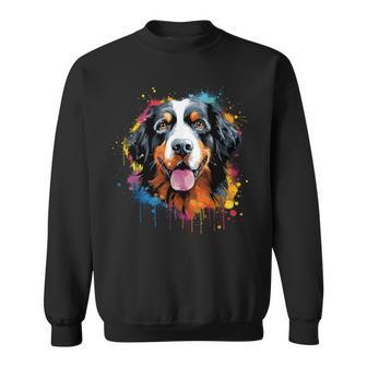 Cute Bernese Mountain Dog On Painted Bernese Mountain Dog Sweatshirt - Geschenkecke