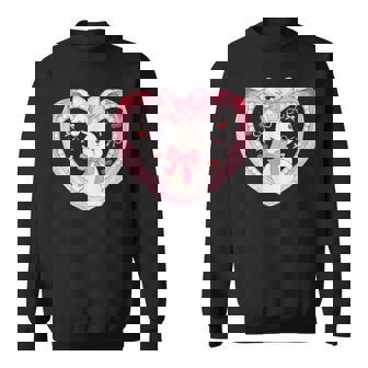 Cute Coquette Bunny In Heart Pink Bow & Cherry Sweatshirt - Monsterry