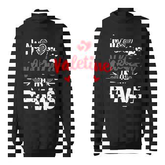 Cute Hearts Dog Cat Puppy Owner My Valentine Has Paws Sweatshirt - Monsterry