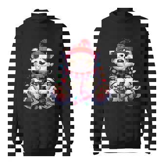 Cute Holiday Christmas Polar Bear Wrapped In Lights Sweatshirt - Monsterry