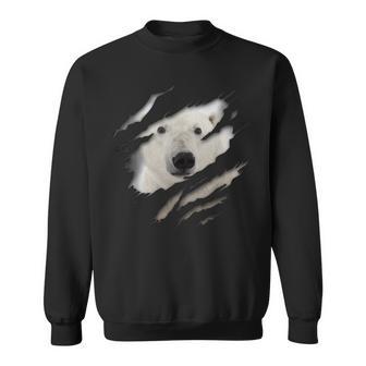 Cute Polar Bear Face Animal Rider Polar Bear Ripped Sweatshirt - Geschenkecke