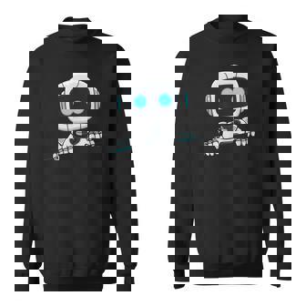 Cute Robot Face Looks From Torn Fabric AI Robot Kids Sweatshirt - Monsterry