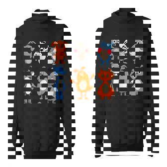 Cutout Set Of Cartoon 3d Like Animal Characters Happy Sweatshirt - Monsterry