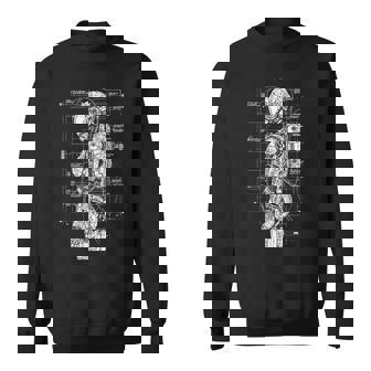 Cyber Astonaut Sketch Shirt Futuristic Blueprint Sweatshirt - Monsterry