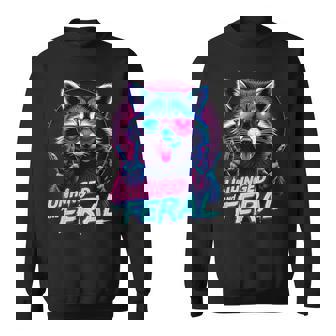 Cyberpunk Raccoon Unhinged And Feral Vaporwave Aesthetic Sweatshirt - Monsterry