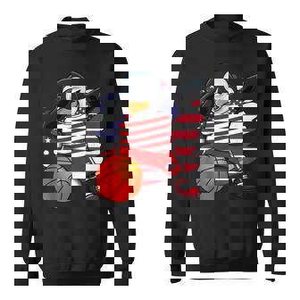 Dabbing Penguin America Basketball Fans Jersey USA Flag Sweatshirt - Monsterry