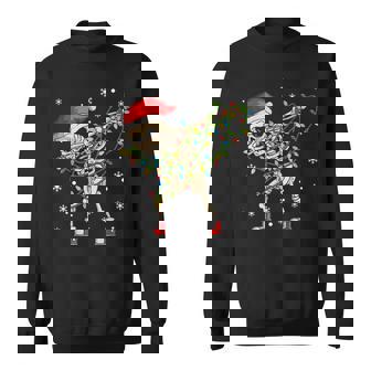 Dabbing Skeleton Santa Christmas Tree Lights Xmas Dab Boys Sweatshirt - Monsterry
