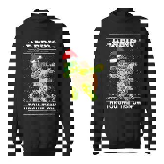 Dabbing Through The Snow Dab Turtle Ugly Christmas Sweater Sweatshirt - Monsterry