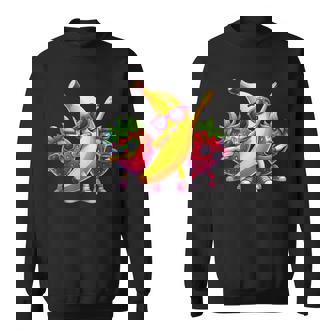 Dabbing Yellow Banana & Strawberry Fruit Dab Dancing Sweatshirt - Monsterry