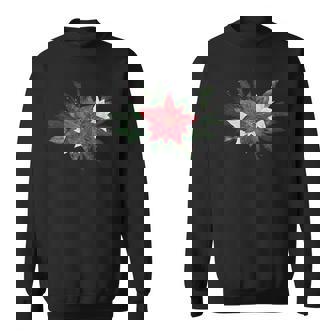 Decorative Poinsettia Traditional Red Christmas Flower Plant Sweatshirt - Monsterry