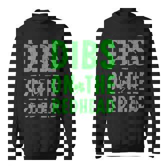 Dibs On The Redhead St Patrick's Day -Adults Sleeveless Modern Straight Fit Black Sweatshirt - Seseable