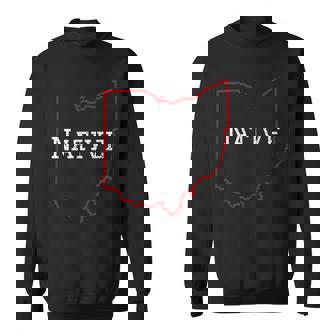 Distressed Ohio Native Red Outline Tee Sweatshirt - Monsterry