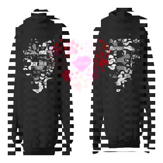 Dog Paw Print Heart Valentine's Day Dog Lover Couple Sweatshirt - Monsterry