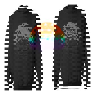 Drapeau Étoiléintage Avec Silhouette De Coucher De Soleil Sur Route Sweater e - Cadeauxyz