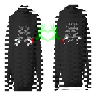 Elf Cute Heart Hands Style Family Christmas Pajamas Sweatshirt - Monsterry