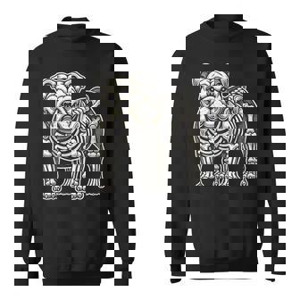 English Bulldog Dog Skeleton Halloween Sweatshirt - Monsterry