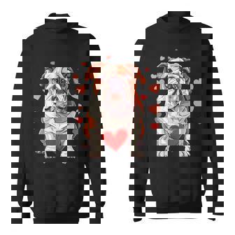 English Bulldog Valentine's Day Heart Pet Dog Animal Lover Sweatshirt - Monsterry